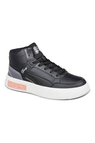 28756 Yüksek Bilekli Siyah Kadın Sneaker Günlük Spor Ayakkabı - 6