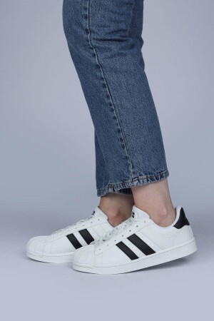 28787 Beyaz - Siyah Kadın Sneaker Günlük Spor Ayakkabı - 2