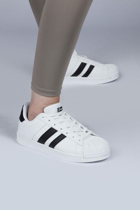 28787 Beyaz - Siyah Kadın Sneaker Günlük Spor Ayakkabı - 3