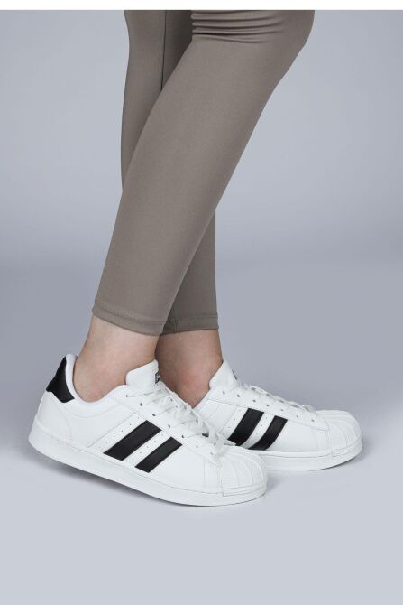 28787 Beyaz - Siyah Kadın Sneaker Günlük Spor Ayakkabı - 4