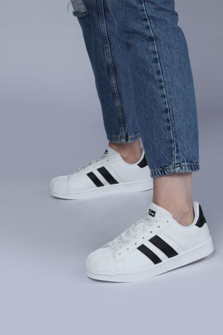 28787 Beyaz - Siyah Kadın Sneaker Günlük Spor Ayakkabı - 5