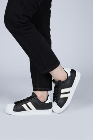 28787 Siyah - Beyaz Kadın Sneaker Günlük Spor Ayakkabı - 2