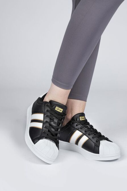 28787 Siyah - Beyaz Kadın Sneaker Günlük Spor Ayakkabı - 4