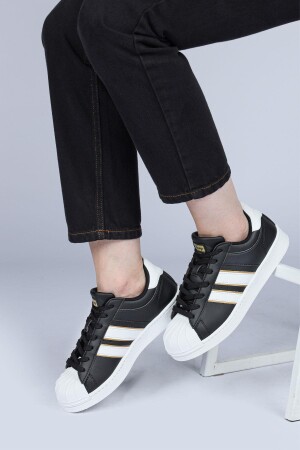 28787 Siyah - Beyaz Kadın Sneaker Günlük Spor Ayakkabı - 5
