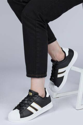 28787 Siyah - Beyaz Kadın Sneaker Günlük Spor Ayakkabı - 3