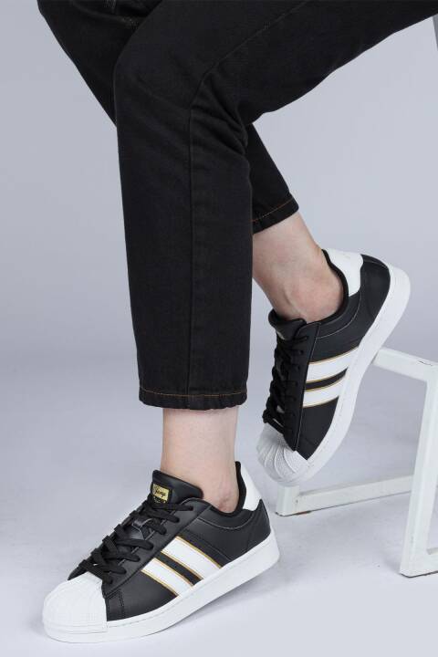 28787 Siyah - Beyaz Kadın Sneaker Günlük Spor Ayakkabı - 3