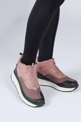 28795 Fermuarlı Somon Pembe - Siyah Kadın Su Geçirmez Bot - 4