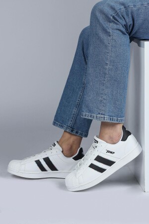 29055 Beyaz - Siyah Erkek Sneaker Günlük Spor Ayakkabı - 2