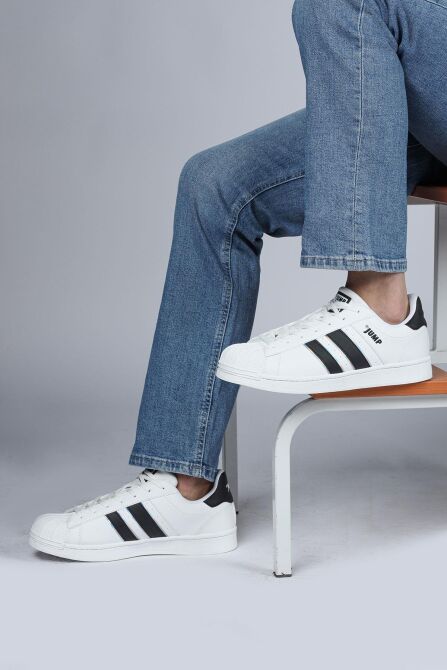 29055 Beyaz - Siyah Erkek Sneaker Günlük Spor Ayakkabı - 4