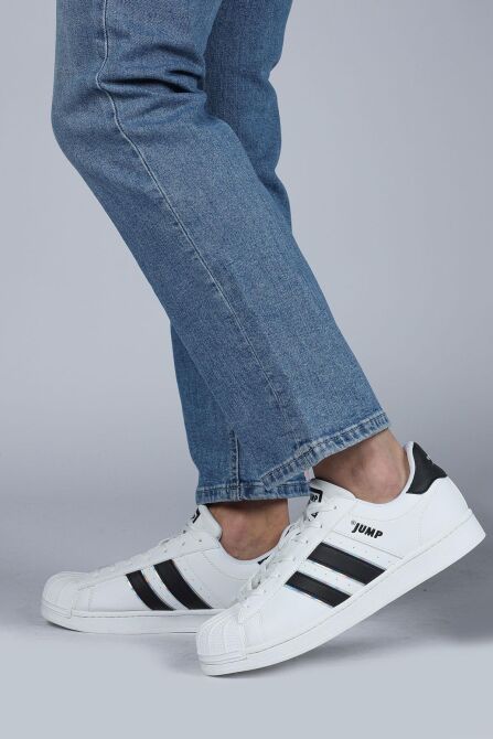 29055 Beyaz - Siyah Erkek Sneaker Günlük Spor Ayakkabı - 5