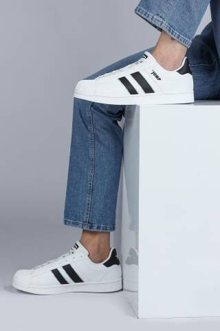29055 Beyaz - Siyah Erkek Sneaker Günlük Spor Ayakkabı - 3