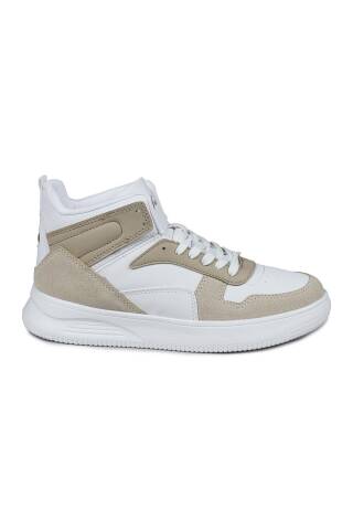 29100 Yüksek Bilekli Bej - Beyaz Kadın Sneaker Günlük Spor Ayakkabı - Jump