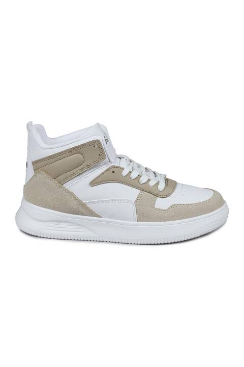 29100 Yüksek Bilekli Bej - Beyaz Kadın Sneaker Günlük Spor Ayakkabı - 1