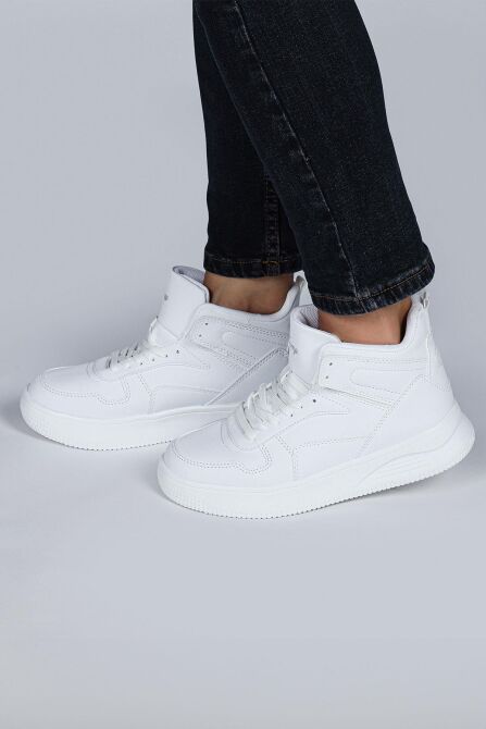 29100 Yüksek Bilekli Beyaz Kadın Sneaker Günlük Spor Ayakkabı - 2