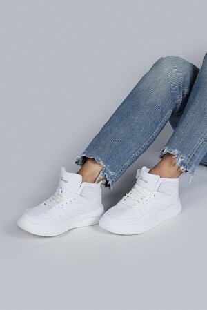 29100 Yüksek Bilekli Beyaz Kadın Sneaker Günlük Spor Ayakkabı - 4