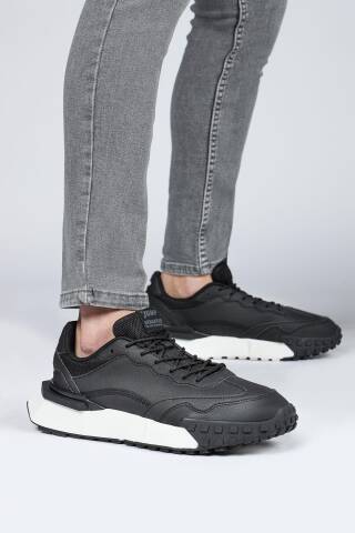 29104 Siyah - Beyaz Erkek Sneaker Günlük Spor Ayakkabı - Jump (1)
