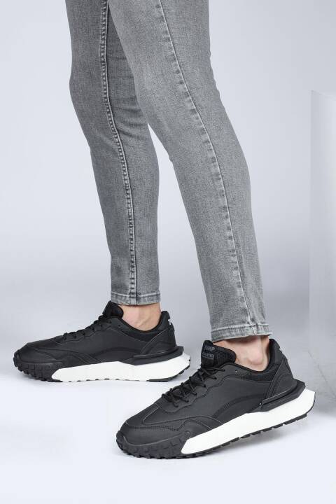 29104 Siyah - Beyaz Erkek Sneaker Günlük Spor Ayakkabı - 3