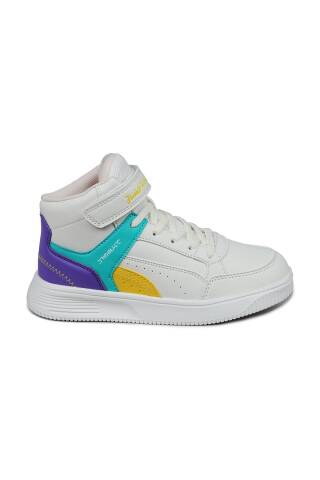 29185 Cırtlı Yüksek Bilekli Bej - Sarı Üniseks Çocuk Sneaker Günlük Spor Ayakkabı - Jump