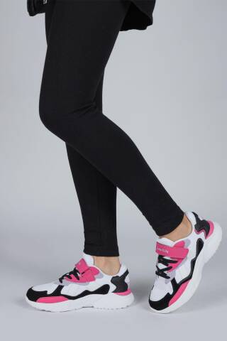 29189 Cırtlı Beyaz - Lila Kız Çocuk Sneaker Günlük Spor Ayakkabı - Jump (1)