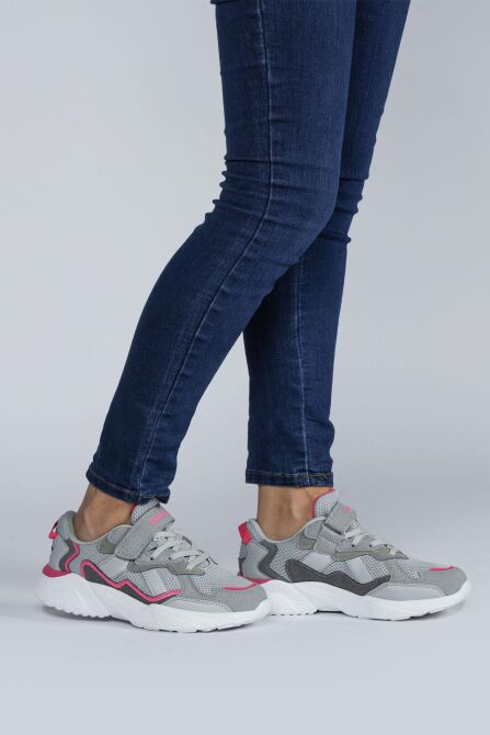 29189 Cırtlı Gri - Fuşya Kız Çocuk Sneaker Günlük Spor Ayakkabı - 4