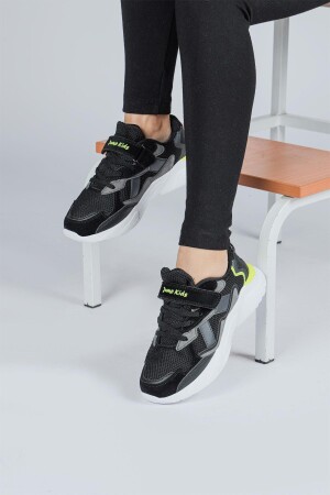 29189 Cırtlı Siyah - Gri Üniseks Çocuk Sneaker Günlük Spor Ayakkabı - 5