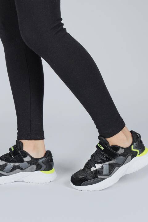 29189 Cırtlı Siyah - Gri Üniseks Çocuk Sneaker Günlük Spor Ayakkabı - 3