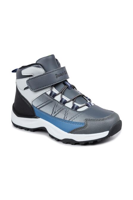 29194 Cırtlı Yüksek Bilekli Gri - İndigo Mavi Üniseks Çocuk Sneaker Günlük Spor Ayakkabı - 6