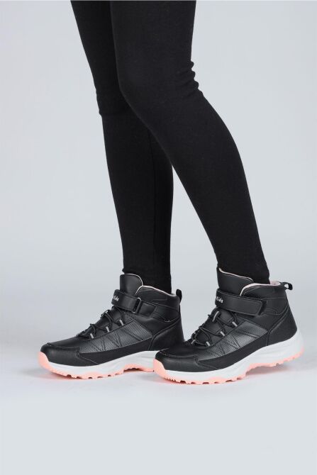 29194 Cırtlı Yüksek Bilekli Siyah - Somon Pembe Kız Çocuk Sneaker Günlük Spor Ayakkabı - 2