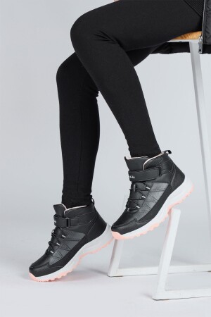29194 Cırtlı Yüksek Bilekli Siyah - Somon Pembe Kız Çocuk Sneaker Günlük Spor Ayakkabı - 3