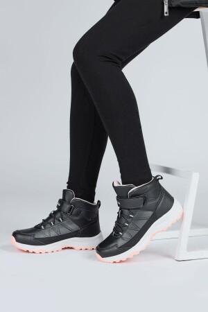 29194 Cırtlı Yüksek Bilekli Siyah - Somon Pembe Kız Çocuk Sneaker Günlük Spor Ayakkabı - 4