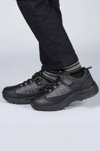 29195 Cırtlı Full Siyah Üniseks Çocuk Sneaker Günlük Spor Ayakkabı - Jump (1)