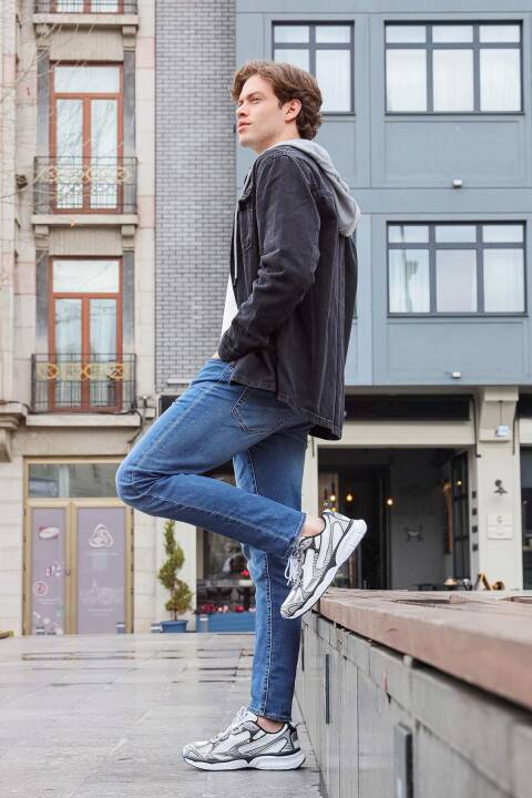 29550 Gri - Beyaz Erkek Sneaker Günlük Spor Ayakkabı - 5