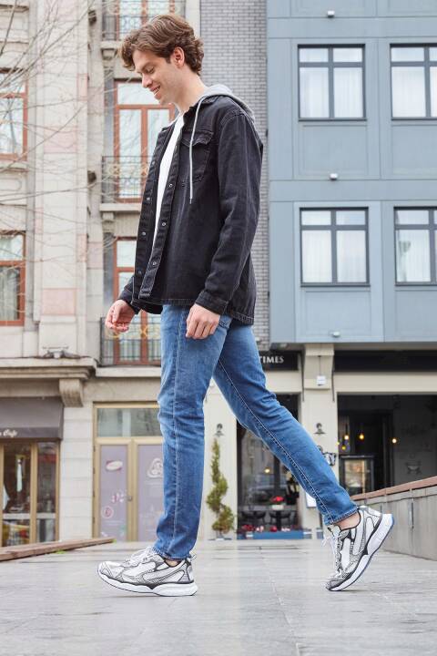 29550 Gri - Beyaz Erkek Sneaker Günlük Spor Ayakkabı - 6