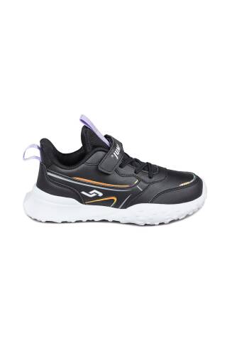 29601 Cırtlı Siyah - Lila Kız Çocuk Sneaker Günlük Spor Ayakkabı - Jump