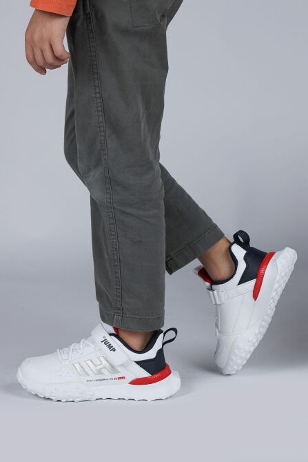 29602 Cırtlı Beyaz - Kırmızı Üniseks Çocuk Sneaker Günlük Spor Ayakkabı - 5