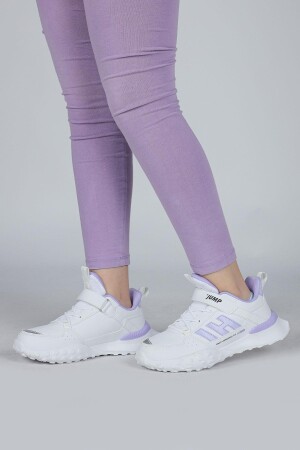 29602 Cırtlı Beyaz - Lila Kız Çocuk Sneaker Günlük Spor Ayakkabı - Jump (1)