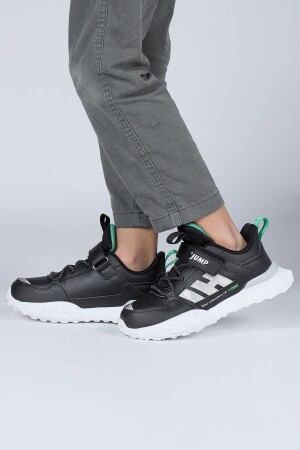 29602 Cırtlı Siyah - Neon Yeşil Üniseks Çocuk Sneaker Günlük Spor Ayakkabı - 2