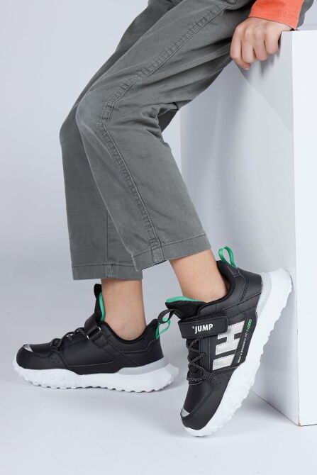 29602 Cırtlı Siyah - Neon Yeşil Üniseks Çocuk Sneaker Günlük Spor Ayakkabı - 4
