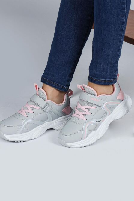 29603 Cırtlı Gri - Pembe Kız Çocuk Sneaker Günlük Spor Ayakkabı - 4