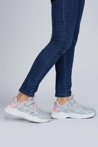 29603 Cırtlı Gri - Pembe Kız Çocuk Sneaker Günlük Spor Ayakkabı - Jump (1)