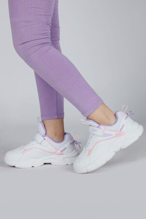 29605 Cırtlı Beyaz - Pembe Kız Çocuk Sneaker Günlük Spor Ayakkabı - Jump (1)