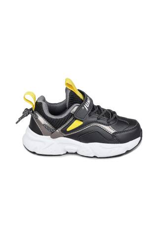 29605 Cırtlı Siyah - Sarı Üniseks Çocuk Sneaker Günlük Spor Ayakkabı - Jump