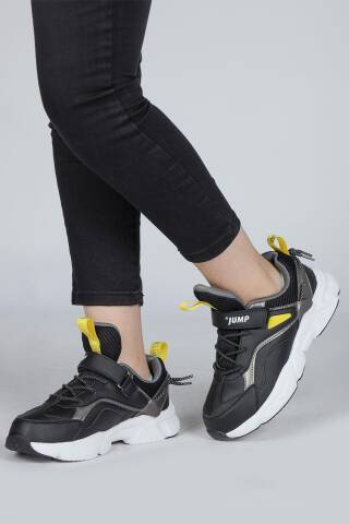 29605 Cırtlı Siyah - Sarı Üniseks Çocuk Sneaker Günlük Spor Ayakkabı - Jump (1)