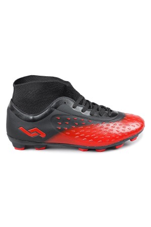 29672 Çoraplı Kırmızı - Siyah Çim Halı Saha Krampon Futbol Ayakkabısı 