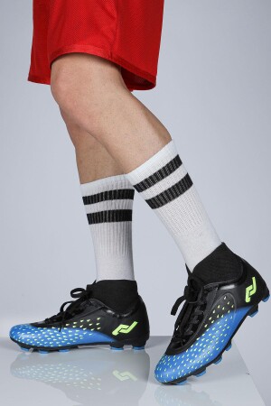 29672 Çoraplı Mavi - Siyah Çim Halı Saha Krampon Futbol Ayakkabısı - Jump (1)
