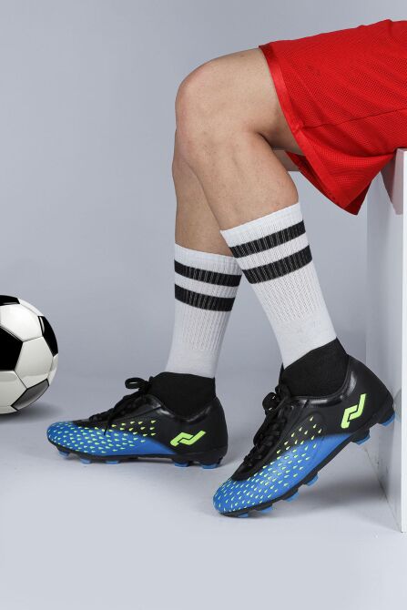 29672 Çoraplı Mavi - Siyah Çim Halı Saha Krampon Futbol Ayakkabısı - 3