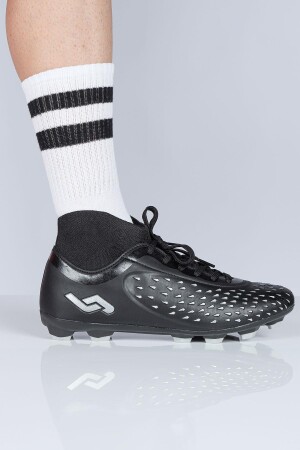 29672 Çoraplı Siyah - Gri Çim Halı Saha Krampon Futbol Ayakkabısı - 3