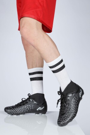 29672 Çoraplı Siyah - Gri Çim Halı Saha Krampon Futbol Ayakkabısı - 4