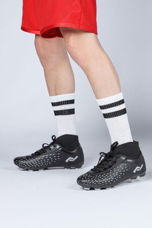 29672 Çoraplı Siyah - Gri Çim Halı Saha Krampon Futbol Ayakkabısı - 5