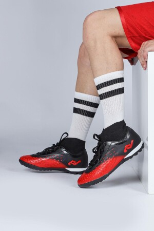29673 Çoraplı Kırmızı - Siyah Halı Saha Krampon Futbol Ayakkabısı - 3
